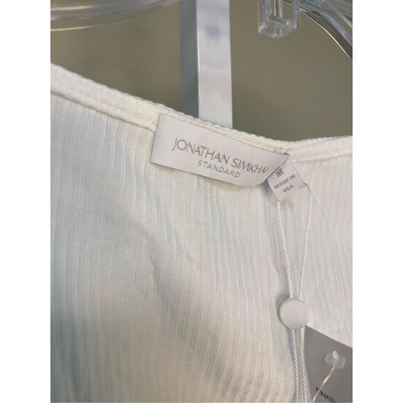 Jonathan Simkhai NWT Dakota Ribbed Cutout Top in White Size M - Picture 5 of 8
